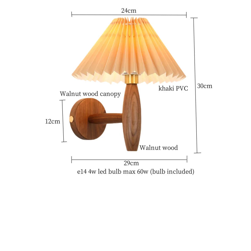 Decorbites™ Khakifarbene PVC-LED-Wandleuchte | Dekoration für Loft-Wohnzimmer | Vintage-Design aus Walnussholz