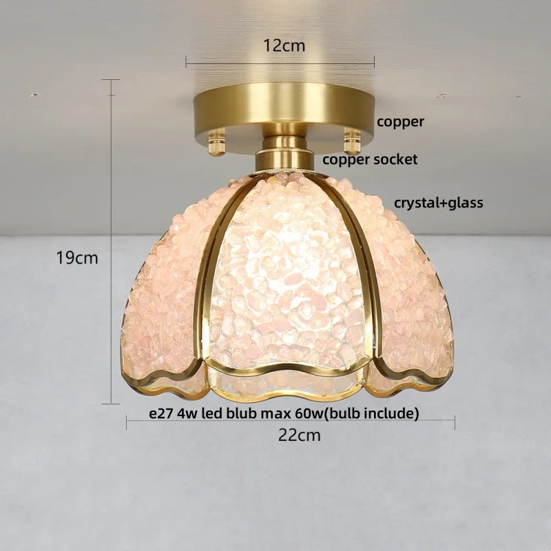 DecorBites™ Crystal Glass LED Ceiling Light Copper Canopy Nordic Modern Design