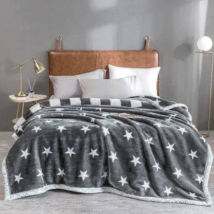 DecorBites™ Cozy Flocked Raschel Blanket | Soft & Warm Double-Sided Winter Bedding