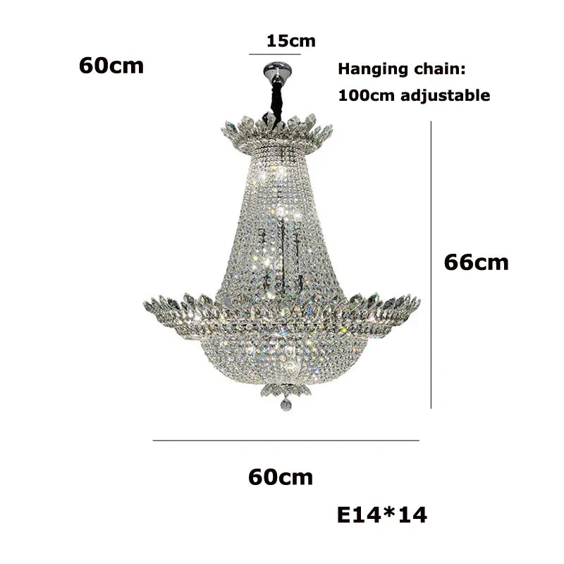 DecorBites™ K9 Crystal Chrome LED Chandelier for Trendy Living Room Lighting