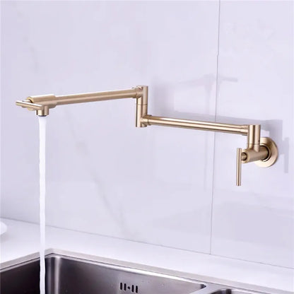 Decorbites™ Gebürstetes Gold Küchen-Topf-Füller-Wandarmhahn Einziger Kalt Wasser Klappbarer Auslauf