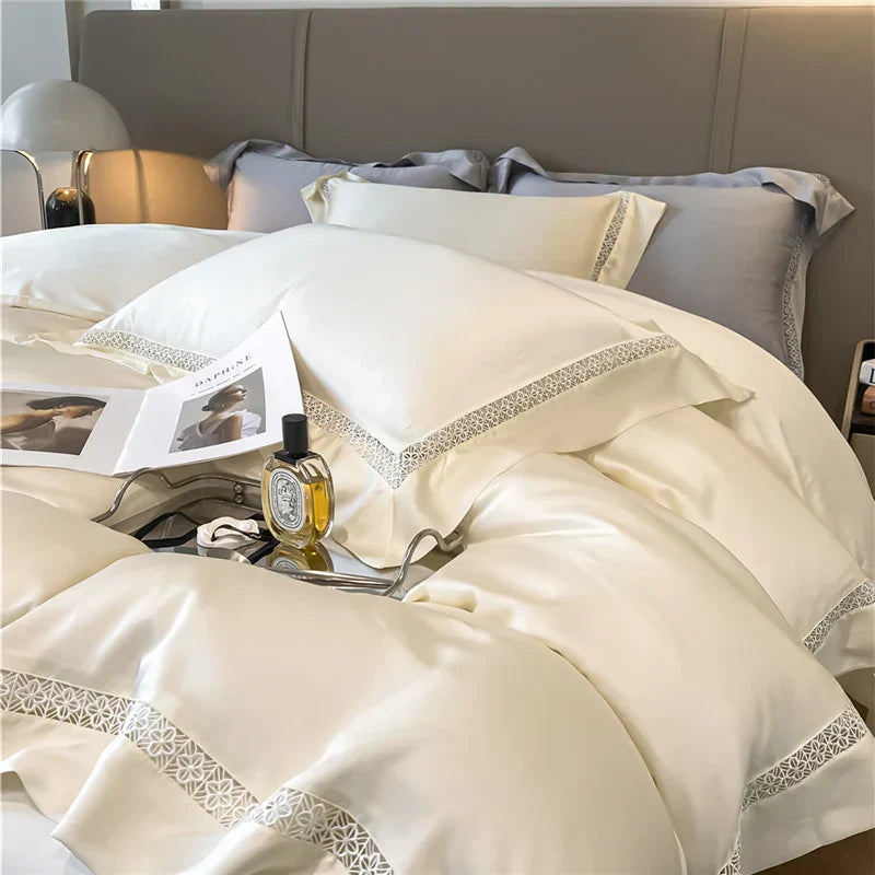 Decorbites™ Eukalyptusfaser-Spitzen-Bettwäsche-Set für weichen, seidenweichen und kühlen hautfreundlichen Komfort