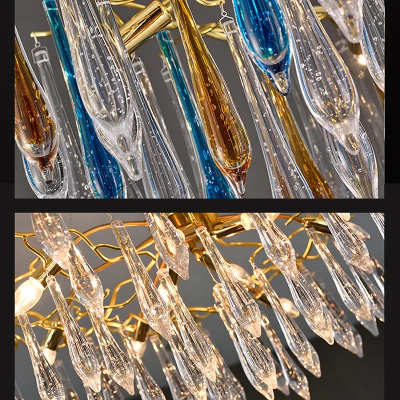 Gold LED Branch Chandelier Aluminum Dia100cm