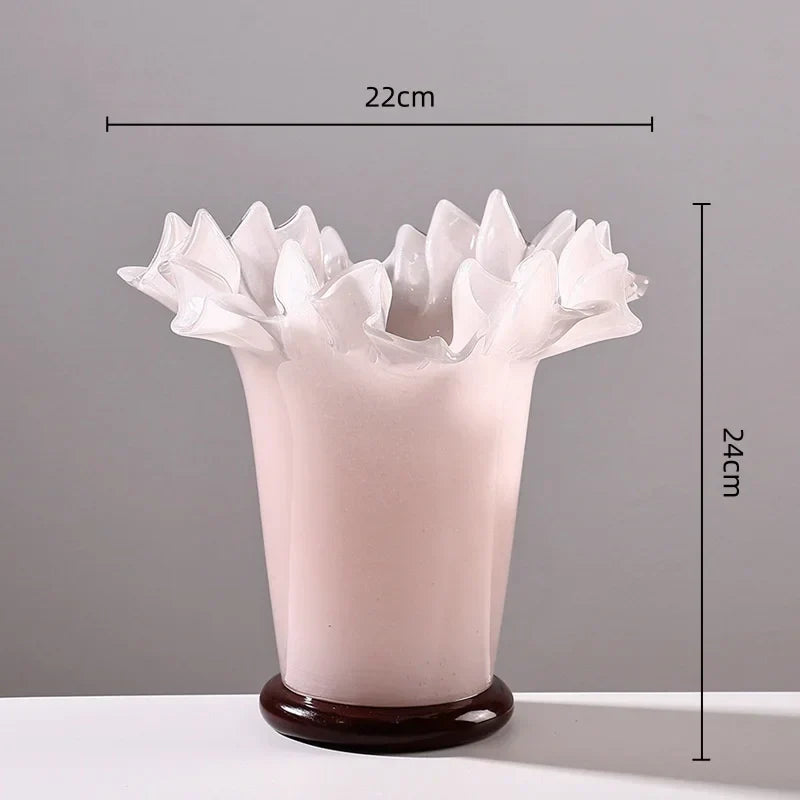 Decorbites™ Große Glasvase mit Lotosblatt-Rand für die Heimdekoration