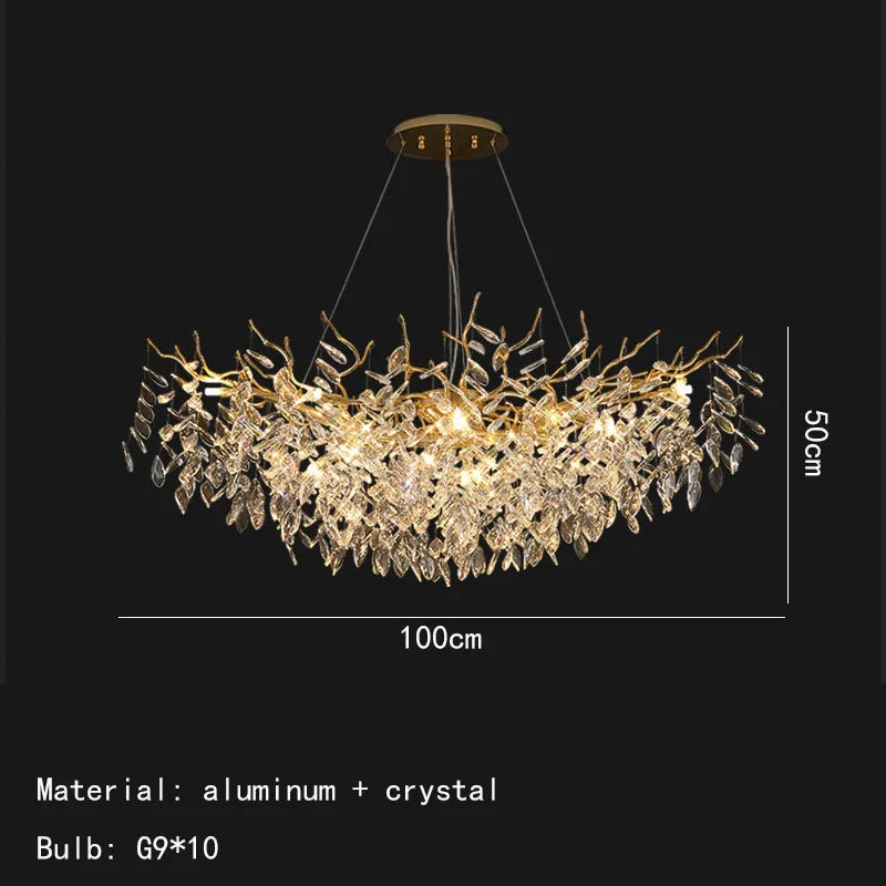 Decorbites™ Gold-Aluminium-Kristall-Kronleuchter für elegante Beleuchtung im Esszimmer