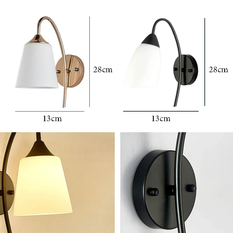 Gold Glass Wall Sconce European Style Bedroom