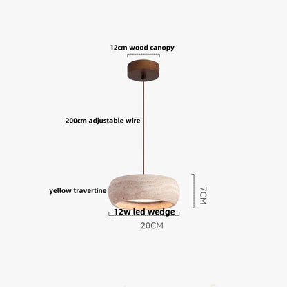Decorbites™ LED-Hängeleuchte aus Schwarz-Eisen Wabi Sabi - Gelber Travertin