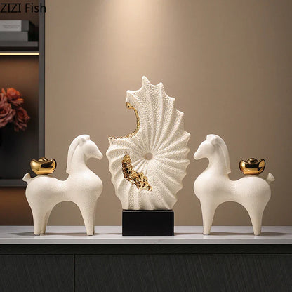 Decorbites™ Vergoldete Keramik-Landschaft Feng-Shui-Schreibtisch-Dekoration: Abstrakte Raumdekoration & Ästhetik