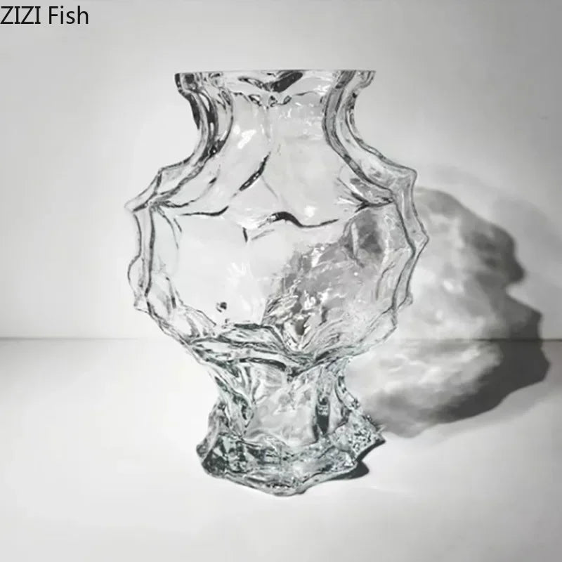 DecorBites™ Irregular Glass Vase: Desk Decor, Flower Arrangement, Aesthetic Room Pot