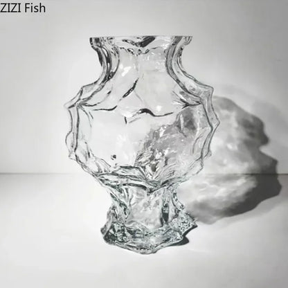 DecorBites™ Irregular Glass Vase: Desk Decor, Flower Arrangement, Aesthetic Room Pot