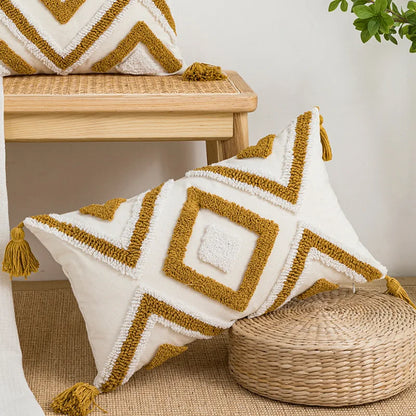 DecorBites™ Geometric Tufted Plush Cushion Cover for Stylish Home Decor