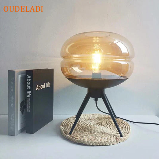 Decorbites™ Glas-Tischleuchte: Moderne Kunst-Regallampe für Schreibtisch und Schlafzimmer-Dekoration