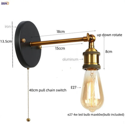 DecorBites™ Gold Industrial LED Wall Lamp for Loft Stair & Bedroom Lighting