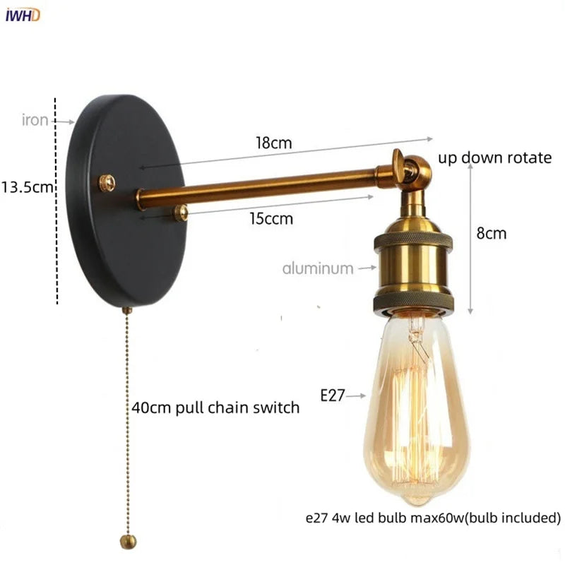Gold LED Wall Lamp For Coffee Bars And Bedrooms