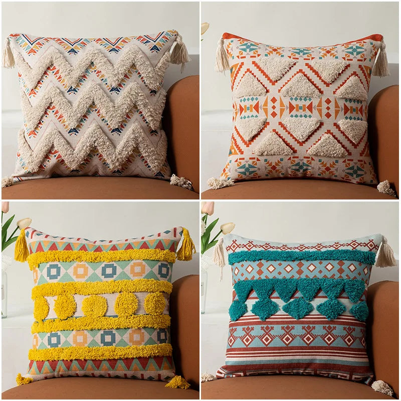 Decorbites™ Boho-Fransen-Kissenbezüge 45x45 - Luxuriöse Dekorative Kissen für Sofa und Bett
