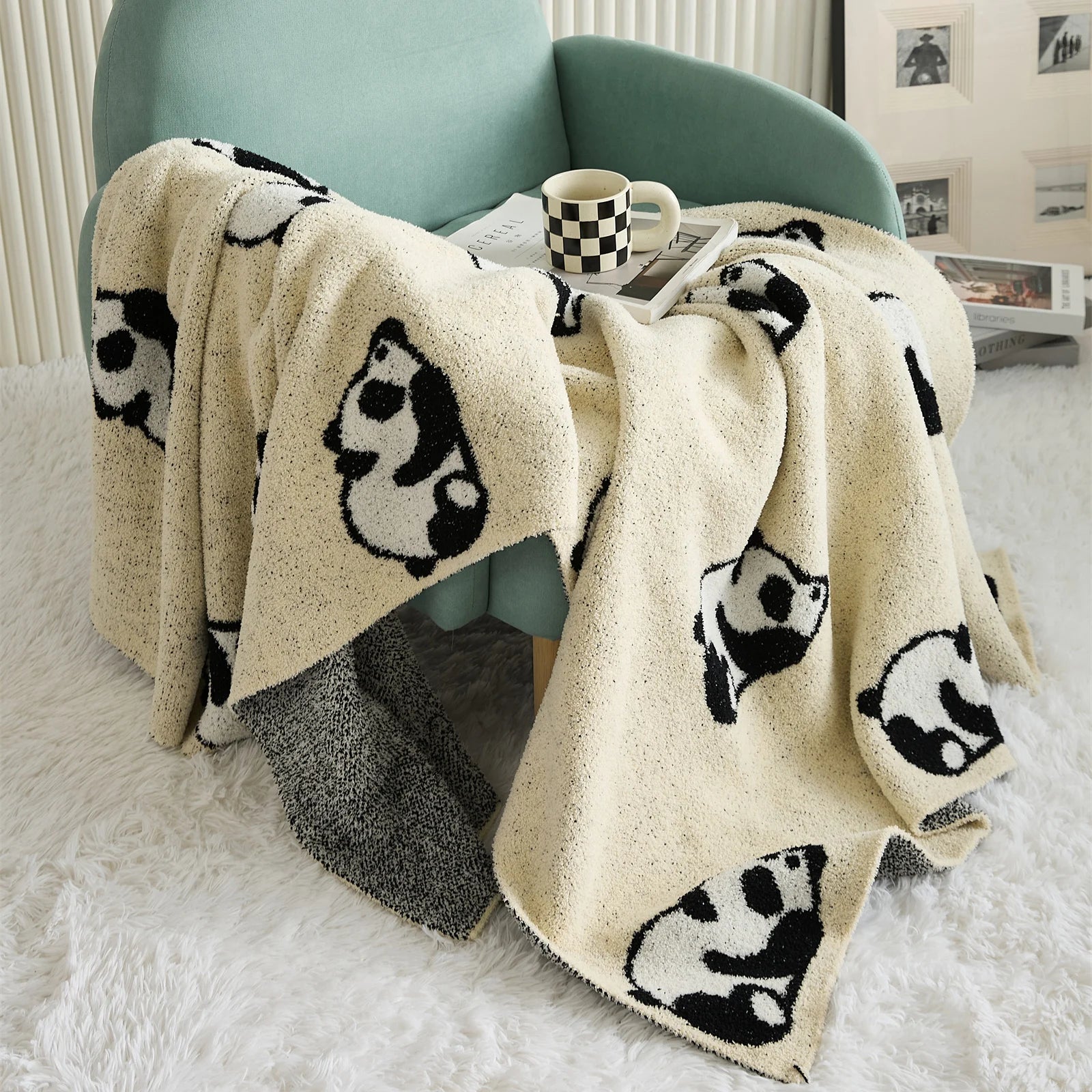 Panda Jacquard Throw Blanket