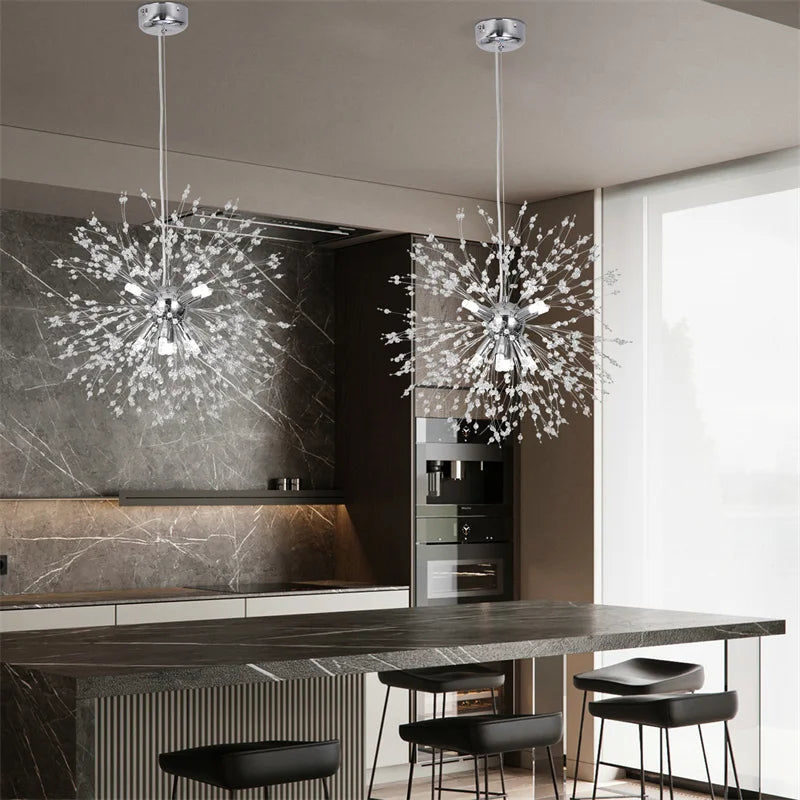 Decorbites™ Dandelion-Kronleuchter 8-Licht-Sputnik-Pendantleuchte Gold/Silber Wohnzimmerarmatur