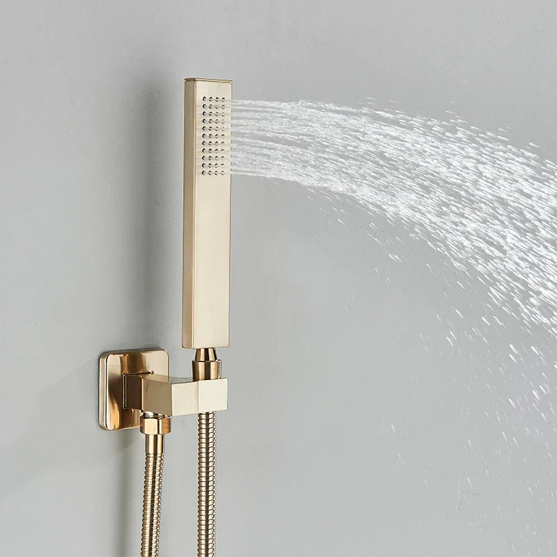 DecorBites™ Gold Thermostatic Rain Waterfall Shower Faucet Set - Wall Mounted Shower System