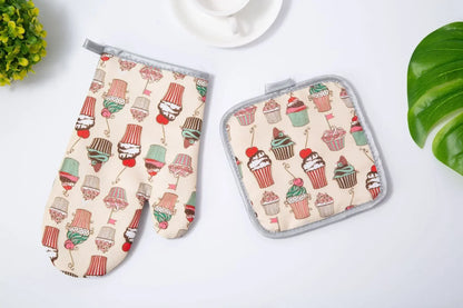 Decorbites™ Baumwoll-Küchen-Back-Mikrowellen-Handschuhe für hitzebeständige Back-Ofensicherheit