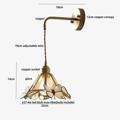 DecorBites™ LED Butterfly Glass Wall Lamp Sconce with Pull Chain Switch