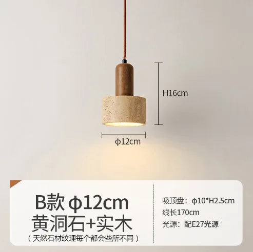 Decorbites™ Japanisches Holzturm-Stein-Hängeleuchte, Wabi-Sabi-Stil Gelber Hohlstein-Lampe