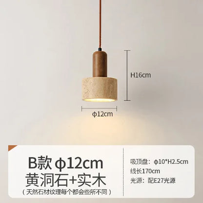 Decorbites™ Japanisches Holzturm-Stein-Hängeleuchte, Wabi-Sabi-Stil Gelber Hohlstein-Lampe