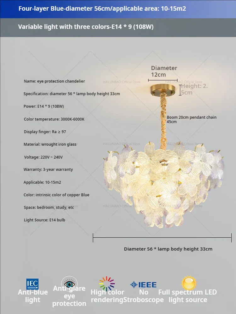 Decorbites™ Glas Blume Prinzessin Zimmer LichtLux Postmodern Französisch Creme Wind Lampe