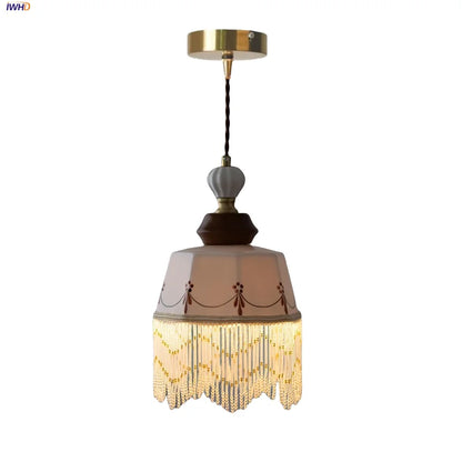 Decorbites™ Braune Holz-Keramik-Quasten-LED-Pendantleuchten für moderne Innenraumbeleuchtung