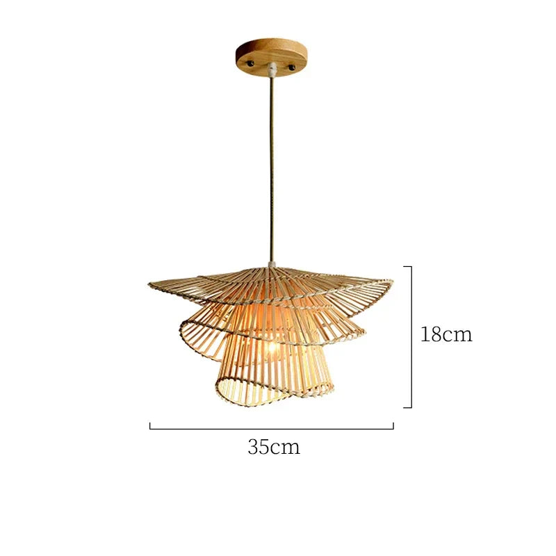 Decorbites™ Bambus-Rattan-Hängeleuchte Geflochtener Kronleuchter Korb-Lampe