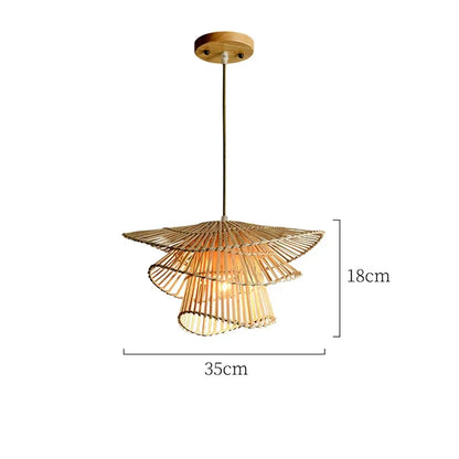 Decorbites™ Bambus-Rattan-Hängeleuchte Geflochtener Kronleuchter Korb-Lampe