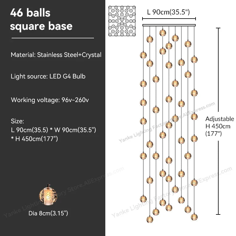 Decorbites™ Kristall-Blase-Ball-Hängeleuchte für Heimdekoration und Gastgewerberäume