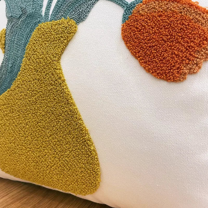Embroidered Geometric Cushion Cover