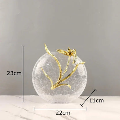Decorbites™ Goldene Blüten-Glasvase als Schreibtischdekoration, ästhetische Blumenvasen, Raumdekoration