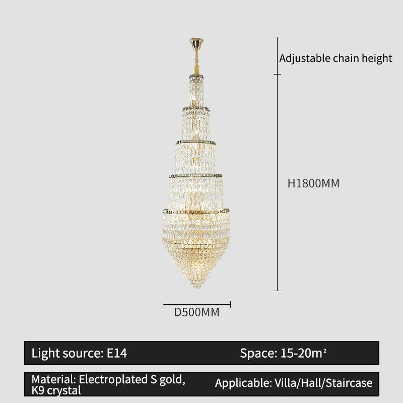 Decorbites™ Kristall-Hohlraum-Lang-Lüster: Elegante Beleuchtung für das Foyer einer Duplex-Villa