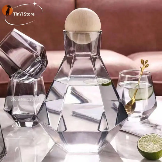 Decorbites™ Diamantkristall-Glas-Wasser-Kessel-Tassen-Set – Klarer Luxus-Saftekännchen