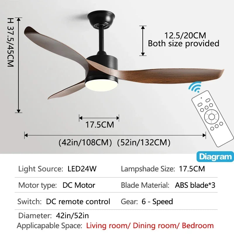 Decorbites™ 52" schwarze Deckenleuchte mit Fernbedienung für Wohnzimmer, Restaurant und Haushalt