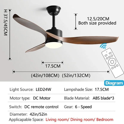 Decorbites™ 52" schwarze Deckenleuchte mit Fernbedienung für Wohnzimmer, Restaurant und Haushalt