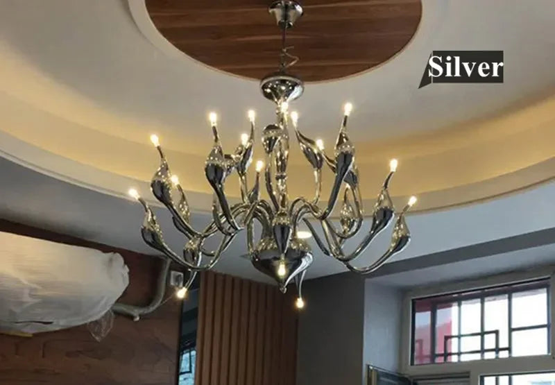 Decorbites™ Eisen-Schwan-Anhänger-Kronleuchter für Restaurant, Wohnzimmer, Schlafzimmer mit LED G4-Kerze