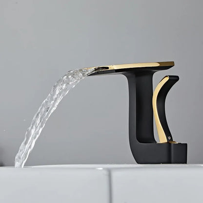 Decorbites™ Gold & Schwarz Messing Badezimmer-Waschbeckenarmatur Kaltes Heißes Wasser-Mischer Waschtischhahn