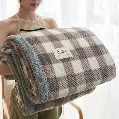 Decorbites™ Japanisches Gestreiftes Korallenflausch-Decke: Warme Sofabezug, Büroschlaf-Shawl, Für Alle Jahreszeiten