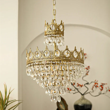 Decorbites™ Kronen-Kristall-Leuchter – Goldener Vintage-LED-Hängeleuchter für elegante Innenbeleuchtung