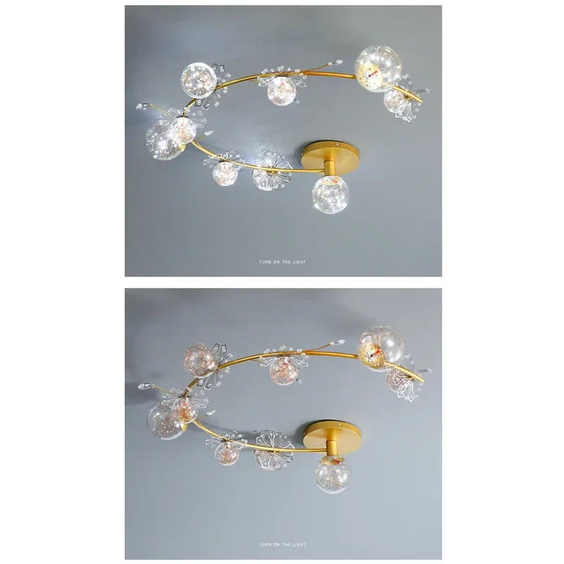 Gold Crystal Glass Ball Chandelier
