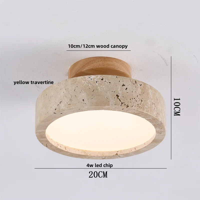 Decorbites™ LED Holz Gelber Travertin Deckenleuchte – Moderner Stil für die Hausdekoration
