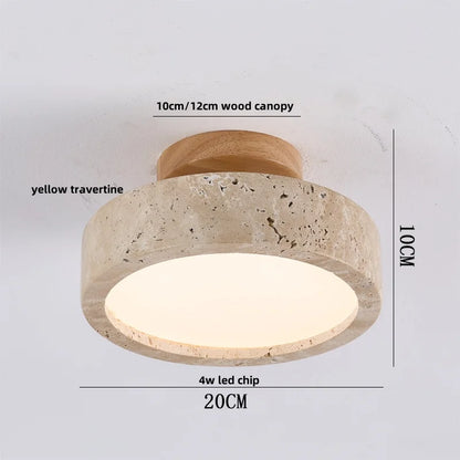 Decorbites™ LED Holz Gelber Travertin Deckenleuchte – Moderner Stil für die Hausdekoration