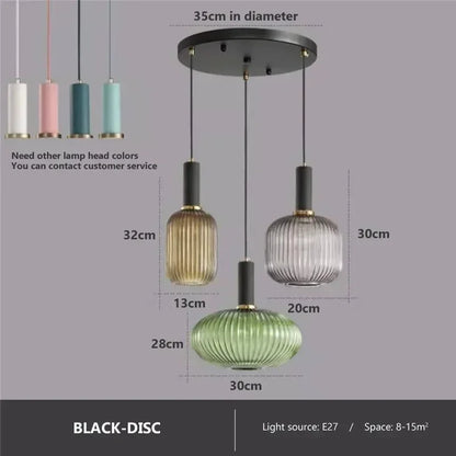 Decorbites™ Bunte Glasanhängerleuchten Wohnzimmer Nachttischlampe LED Hängelampe
