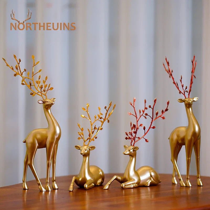 Gold Deer Feng Shui Figurines