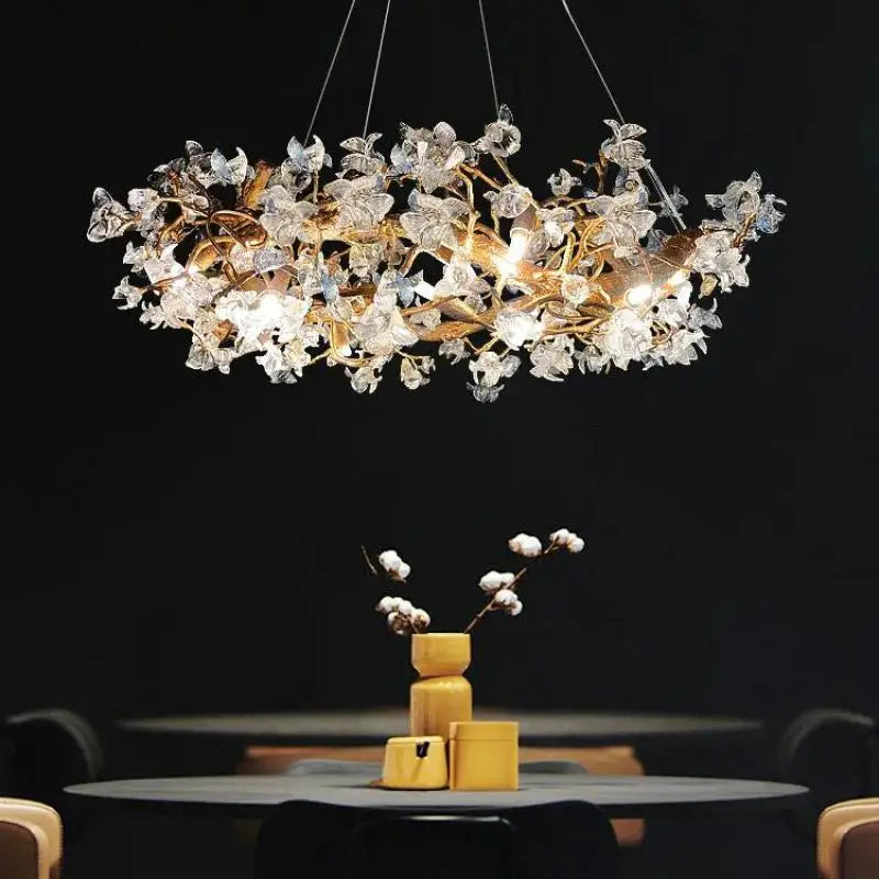 Decorbites™ Kapokblüten-Glas-Kristall-Kronleuchter für Wohnzimmer Esszimmer Schlafzimmer