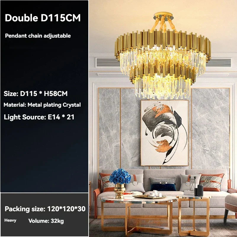 Decorbites™ Kristall-Gold-Hängeleuchte LED Deckenleuchte für Wohnzimmer Schlafzimmer Kücheninsel