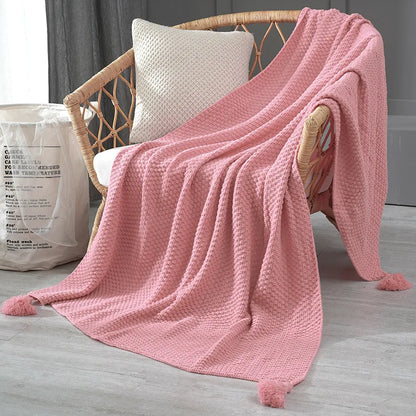 Decorbites™ Gestrickte Sofawurfdecke mit Fransen-Garn