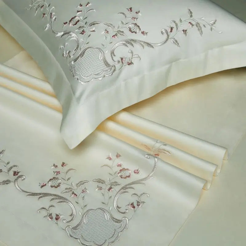 Decorbites™ Elegante Blumenstickerei 1000TC Ägyptische Baumwoll-Bettwäsche-Set Heimtextilien